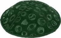 Additional picture of Green Blind Embossed Sports Kippah without trim