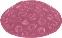 Additional picture of Hot Pink Blind Embossed Sports Kippah without trim