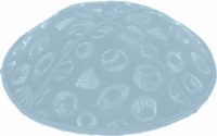 Additional picture of Light Blue Blind Embossed Sports Kippah without trim