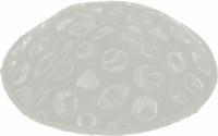 Additional picture of Light Grey Blind Embossed Sports Kippah without trim