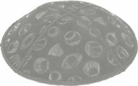 Additional picture of Medium Grey Blind Embossed Sports Kippah without trim