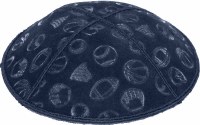 Additional picture of Navy Blind Embossed Sports Kippah without trim