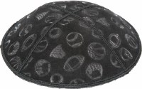 Additional picture of Orange Blind Embossed Sports Kippah without trim