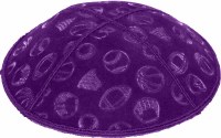 Additional picture of Purple Blind Embossed Sports Kippah without trim