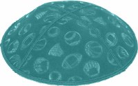 Teal Blind Embossed Sports Kippah without trim
