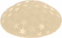 Beige Blind Embossed Star of David Kippah without trim