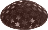 Additional picture of Brown Blind Embossed Star of David Kippah without trim