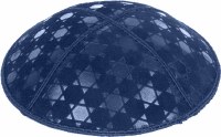 Additional picture of Dark Royal Blind Embossed Star of David Kippah without trim
