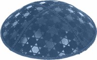 Additional picture of Denim Blind Embossed Star of David Kippah without trim