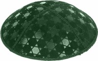 Additional picture of Green Blind Embossed Star of David Kippah without trim