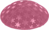 Additional picture of Hot Pink Blind Embossed Star of David Kippah without trim