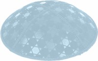 Additional picture of Light Blue Blind Embossed Star of David Kippah without trim