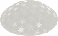 Additional picture of Light Grey Blind Embossed Star of David Kippah without trim
