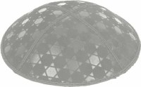 Additional picture of Medium Grey Blind Embossed Star of David Kippah without trim