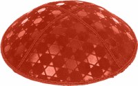 Additional picture of Orange Blind Embossed Star of David Kippah without trim