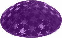 Additional picture of Purple Blind Embossed Star of David Kippah without trim
