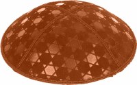 Additional picture of Rust Blind Embossed Star of David Kippah without trim