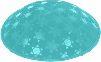 Turquoise Blind Embossed Star of David Kippah without trim