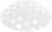 Additional picture of White Blind Embossed Star of David Kippah without trim