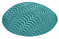 Teal Blind Embossed Kippah without Trim