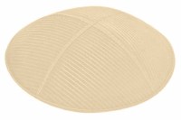 Beige Blind Embossed Thin Lines Kippah