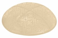 Beige Blind Embossed Tiled Kippah without Trim