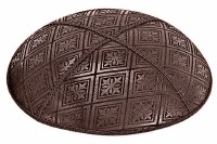 Brown Blind Embossed Tiled Kippah without Trim