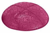 Fuchsia Blind Embossed Tiled Kippah without Trim