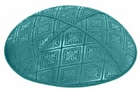 Teal Blind Embossed Tiled Kippah without Trim