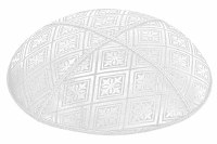 White Blind Embossed Tiled Kippah without Trim