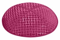 Fuchsia Blind Embossed Weave Kippah without Trim