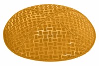 Gold Blind Embossed Weave Kippah without Trim