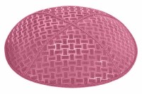 Hot Pink Blind Embossed Weave Kippah without Trim