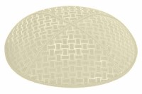 Ivory Blind Embossed Weave Kippah without Trim
