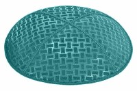 Teal Blind Embossed Weave Kippah without Trim