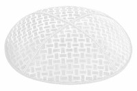 White Blind Embossed Weave Kippah without Trim