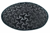 Black Blind Embossed Wheels Kippah without Trim