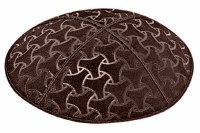 Brown Blind Embossed Wheels Kippah without Trim