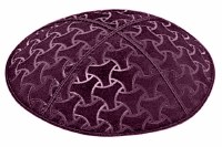 Eggplant Blind Embossed Wheels Kippah without Trim