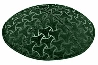 Green Blind Embossed Wheels Kippah without Trim