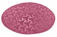 Hot Pink Blind Embossed Wheels Kippah without Trim