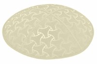 Ivory Blind Embossed Wheels Kippah without Trim