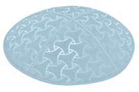 Light Blue Blind Embossed Wheels Kippah without Trim