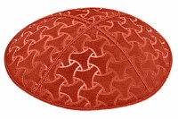 Orange Blind Embossed Wheels Kippah without Trim