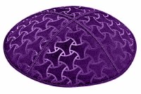 Purple Blind Embossed Wheels Kippah without Trim