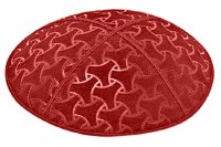 Red Blind Embossed Wheels Kippah without Trim