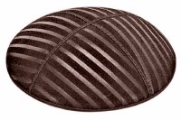 Brown Blind Embossed Wide Lines Kippah without Trim