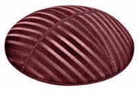Burgundy Blind Embossed Wide Lines Kippah without Trim