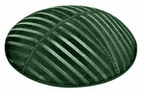 Green Blind Embossed Wide Lines Kippah without Trim