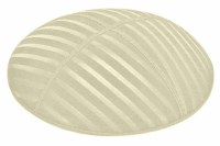 Ivory Blind Embossed Wide Lines Kippah without Trim